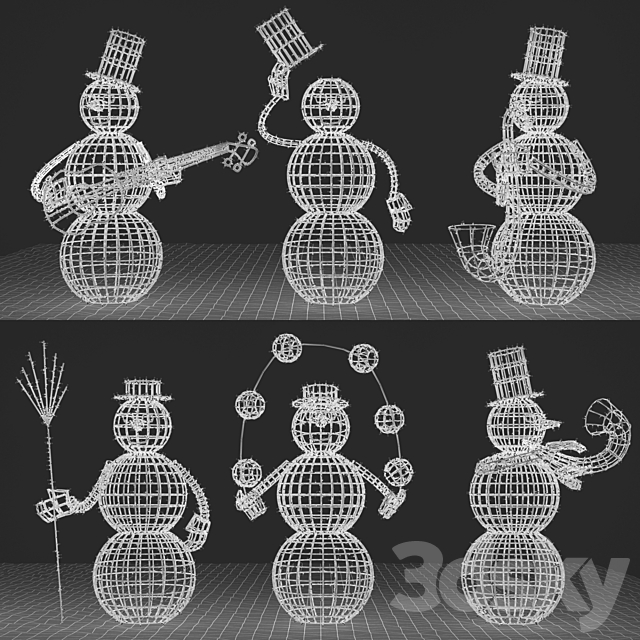Snowman figures from garlands 3d