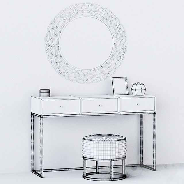 CAZARINA interiors | Dressing table with mirror and ottoman 3DSMax File - thumbnail 3