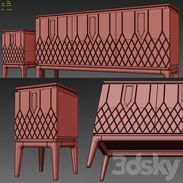 Chest and nightstand Bairo. Sideboard. nightstand by Ambicioni 3DSMax File - thumbnail 3