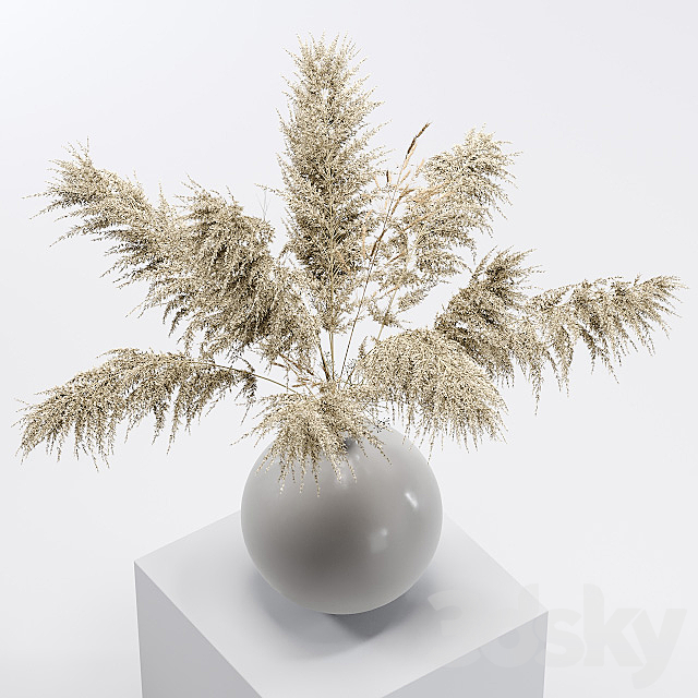 Vase with dried flowers 0001 3DSMax File - thumbnail 3