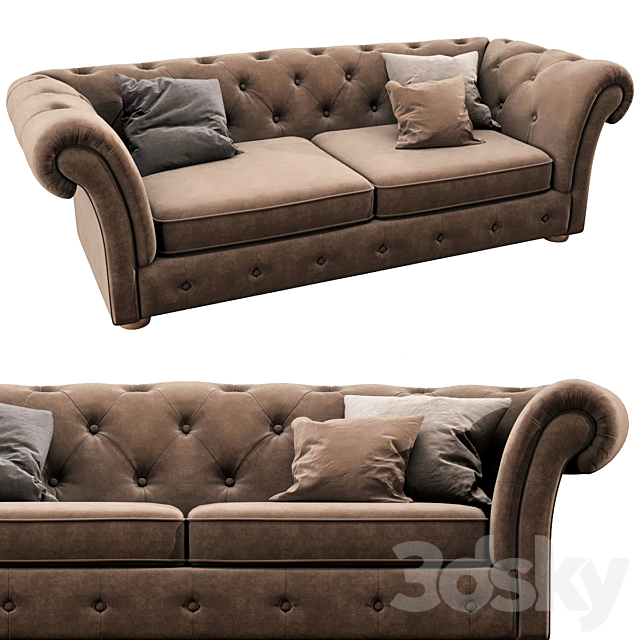 Cranbrook chesterfield 3 seater 3DSMax File - thumbnail 2
