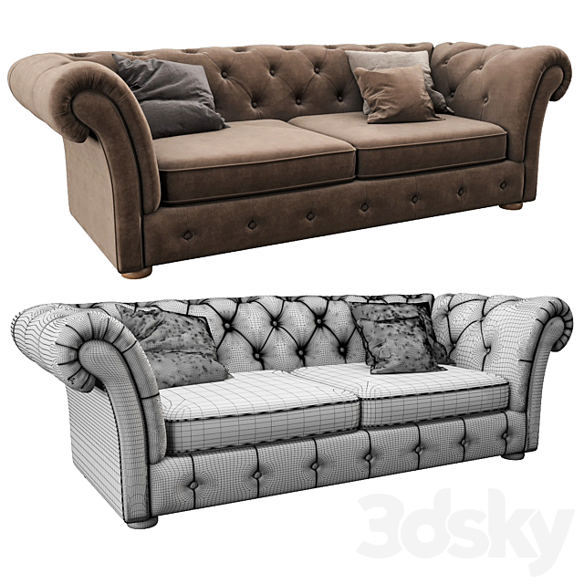 Cranbrook chesterfield 3 seater 3DSMax File - thumbnail 3