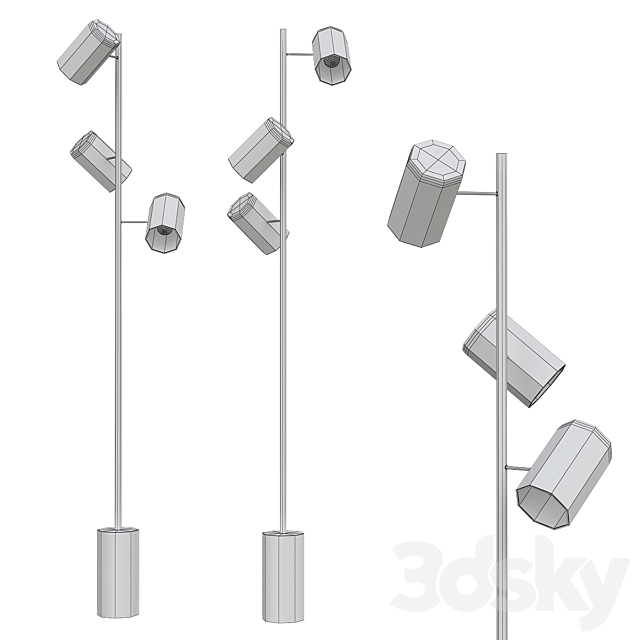 Trio black floor lamp 3d