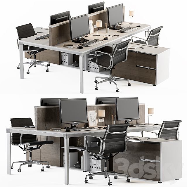 Office Furniture Employee Set 3DSMax File - thumbnail 1