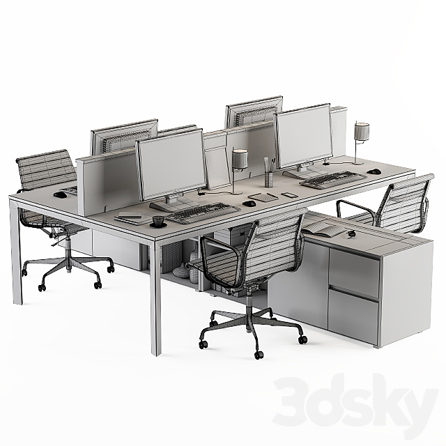 Office Furniture Employee Set 3DSMax File - thumbnail 2