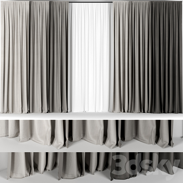 Six curtains in different colors 3DSMax File - thumbnail 1