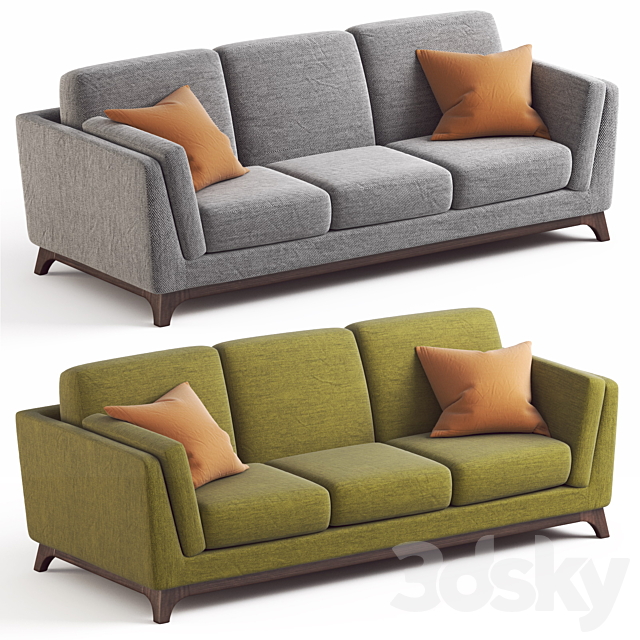 ARTICLE Ceni Sofa. Pyrite Gray and Seagrass Green upholstery variants. 3DSMax File - thumbnail 1