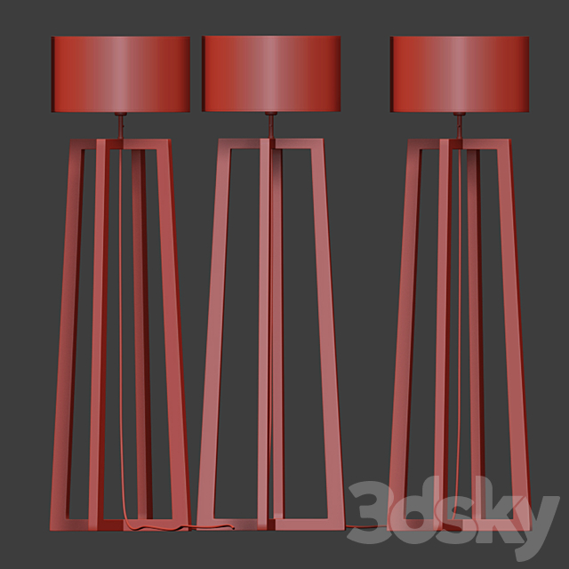 wooden Floor Lamp 03 3d