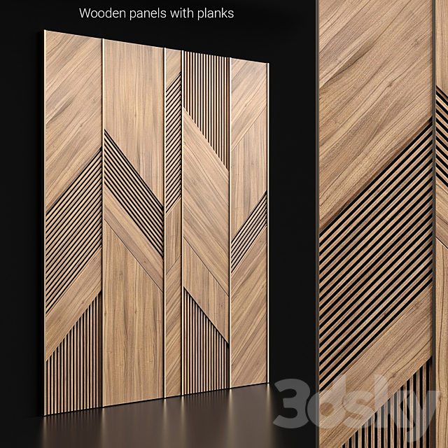 Wooden panels with planks 3DSMax File - thumbnail 1