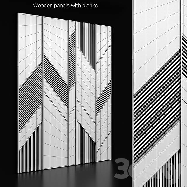 Wooden panels with planks 3DSMax File - thumbnail 3