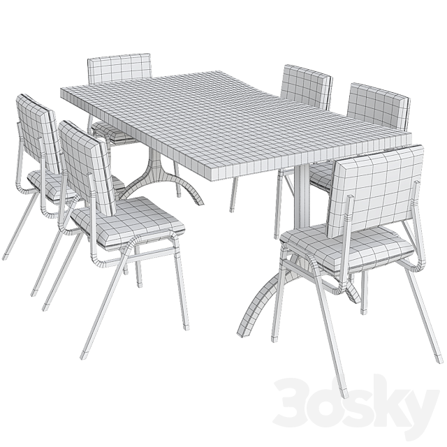 Wire Frame Velvet Dining Chair 3d