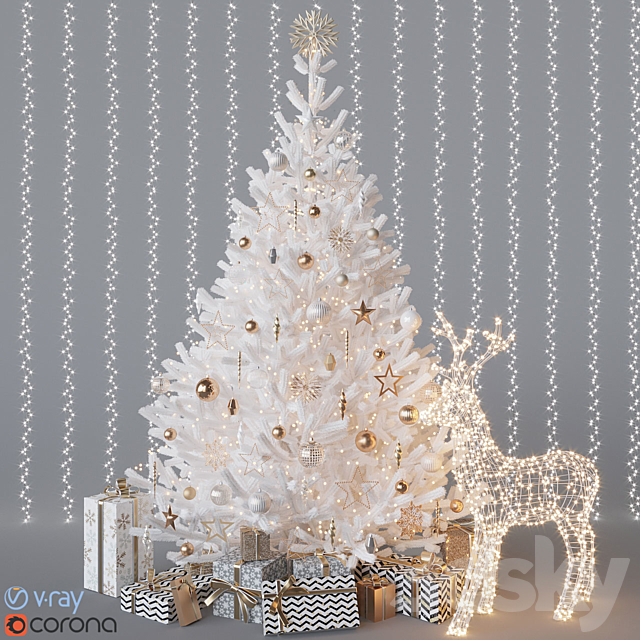 White christmas tree 3DSMax File - thumbnail 1