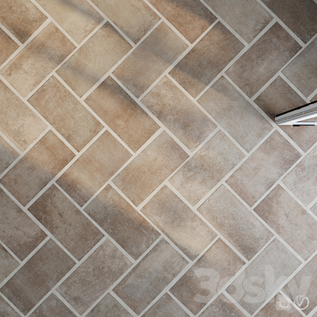 Ceramic tile set 01 - Terracotta Herringbone 3d