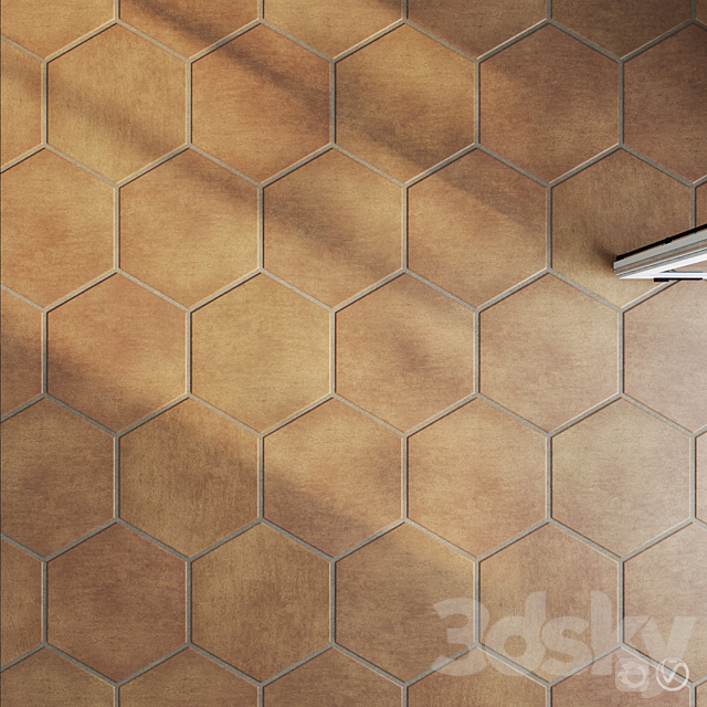 Ceramic tile set 03 - Hexagon Natural Terracotta 3d