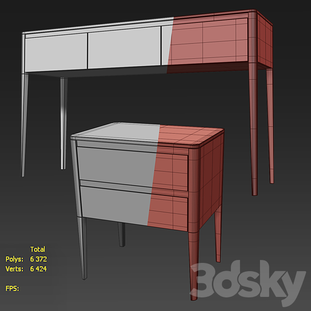 Chest _ console and nightstand Evans. Dresser. bedside table by Werby 3DSMax File - thumbnail 3