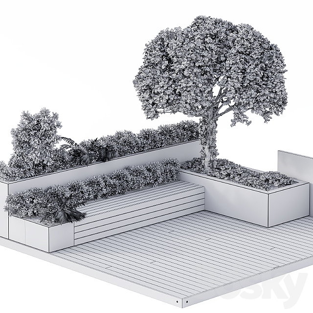 Roof Garden Furniture Seating and Garden Set 3DSMax File - thumbnail 2