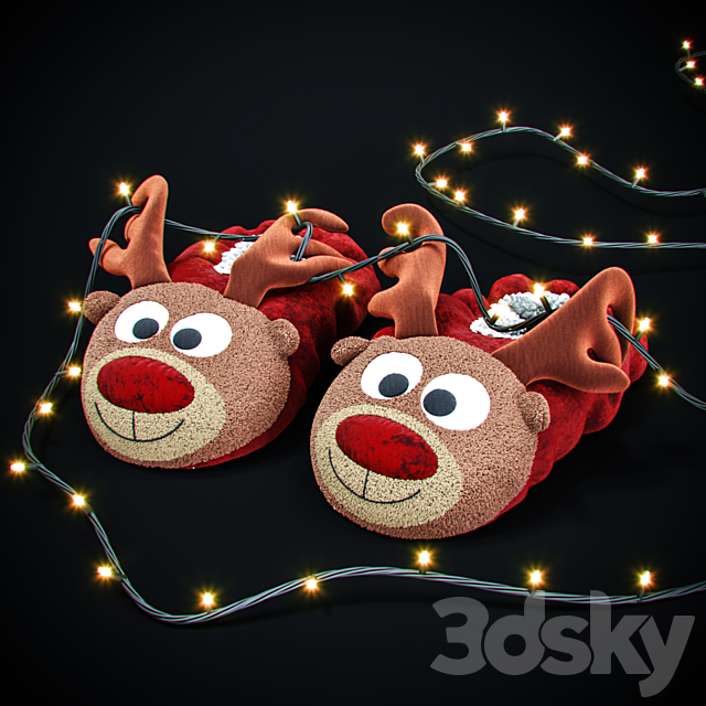 New Year’s slippers “Deer of Santa Claus” 3DSMax File - thumbnail 1