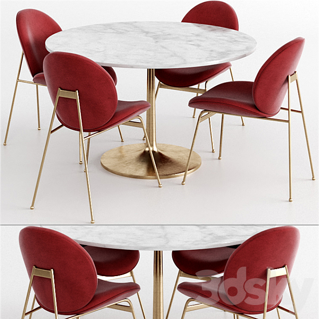 West elm and Crate & Barrel Dinning Set 2 3DSMax File - thumbnail 1