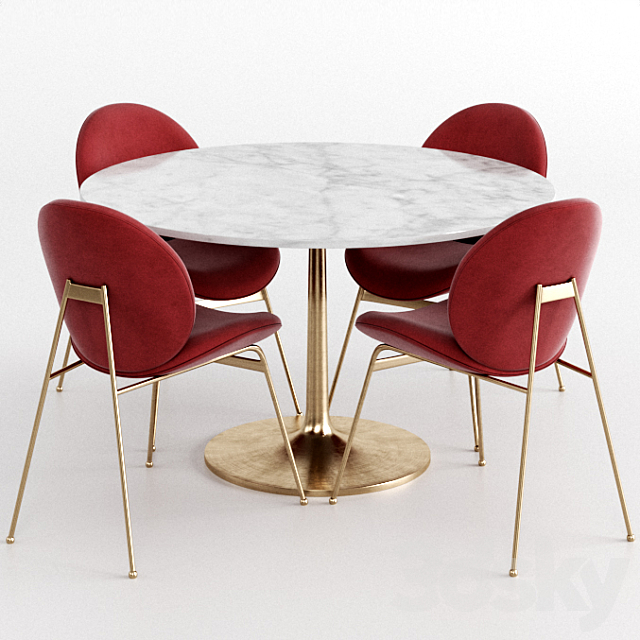 West elm and Crate & Barrel Dinning Set 2 3DSMax File - thumbnail 2