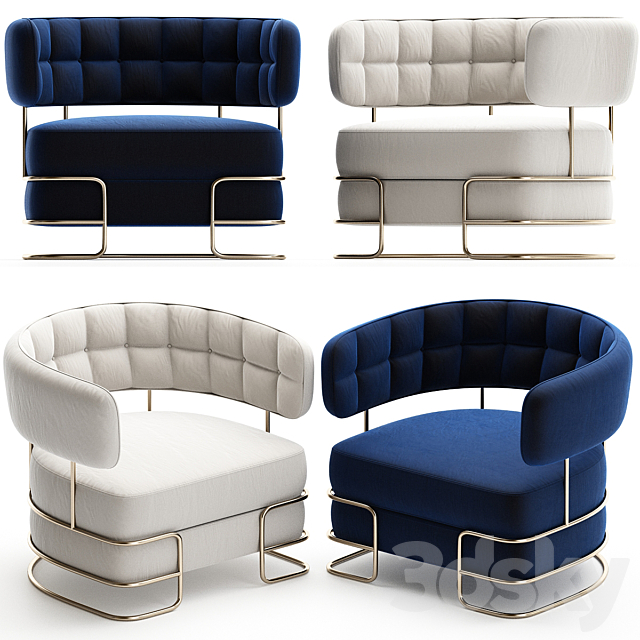 Modern Luxury Armchairs Porus Studio Furniture 3DSMax File - thumbnail 1