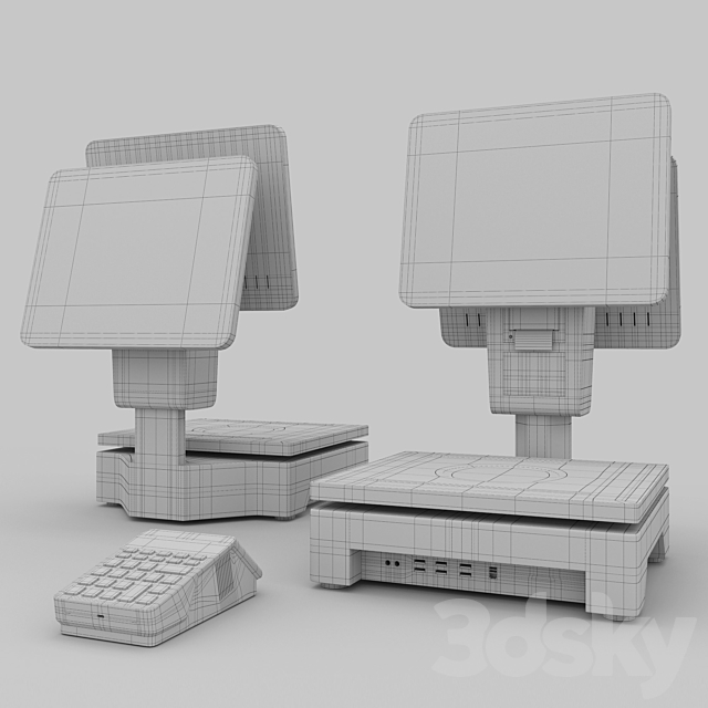 cashier with QR code scanner 3d
