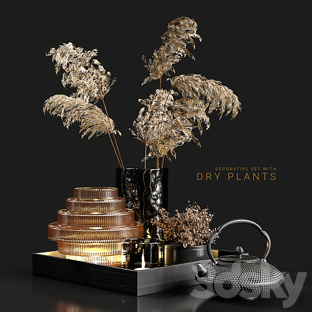 Decorative set with dry plants 3 3DSMax File - thumbnail 1