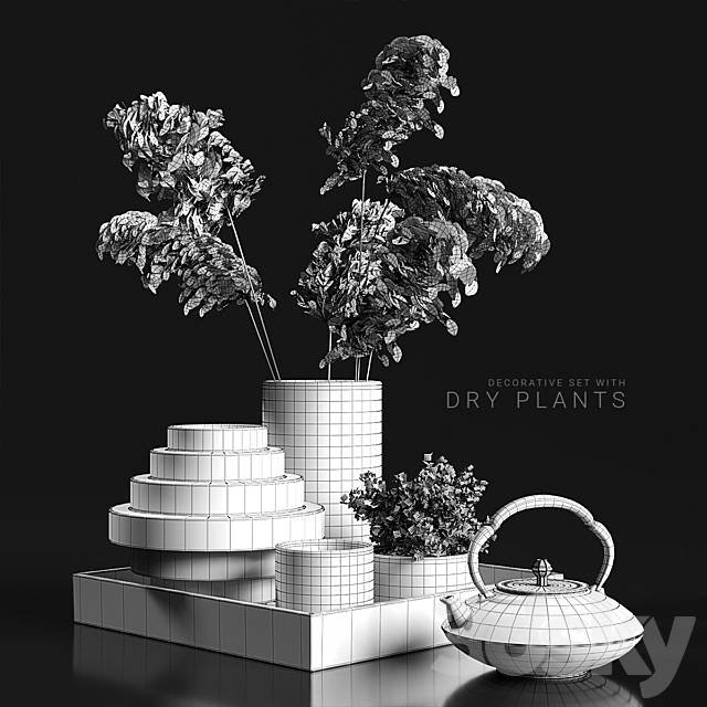 Decorative set with dry plants 3 3DSMax File - thumbnail 3