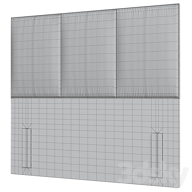 3-Panel Upholstered Headboard 3DS Max Model - thumbnail 2