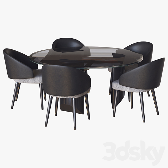 Lawson Chair and Wedge Table Minotti 3d