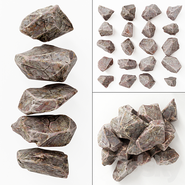Rock splinter river stone 3d