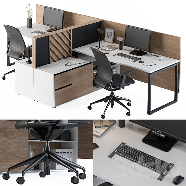 Office Furniture Work Table Set 3DSMax File - thumbnail 1