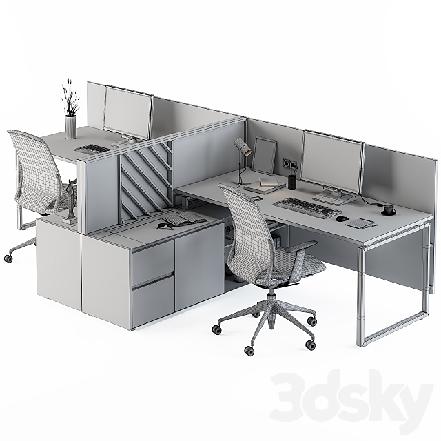 Office Furniture Work Table Set 3DSMax File - thumbnail 2