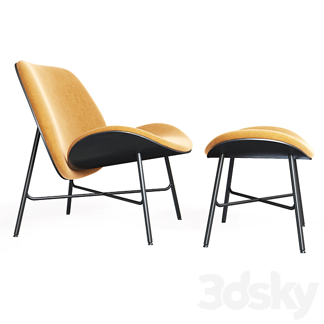 Pode Nihan Armchair and Pouf 3d