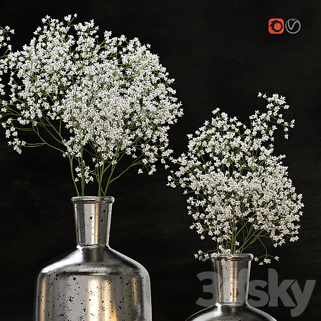 Decorative set with gypsophila flower and candles 3DSMax File - thumbnail 2