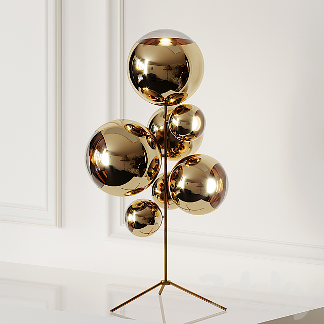 Mirror Ball Gold Stand Chandelier by Tom Dixon 3DSMax File - thumbnail 1