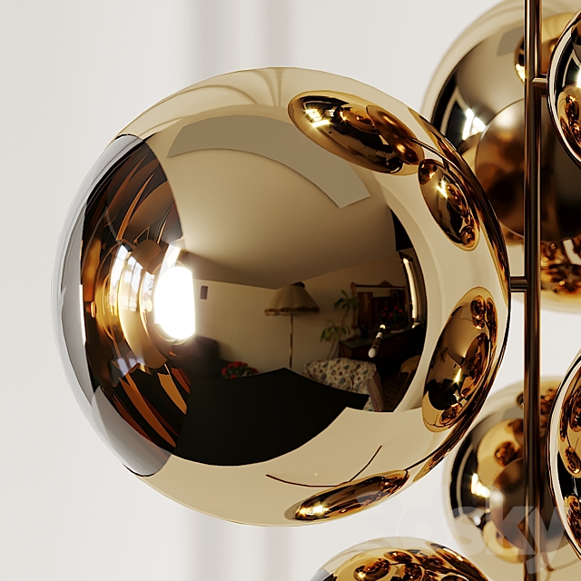 Mirror Ball Gold Stand Chandelier by Tom Dixon 3DSMax File - thumbnail 3