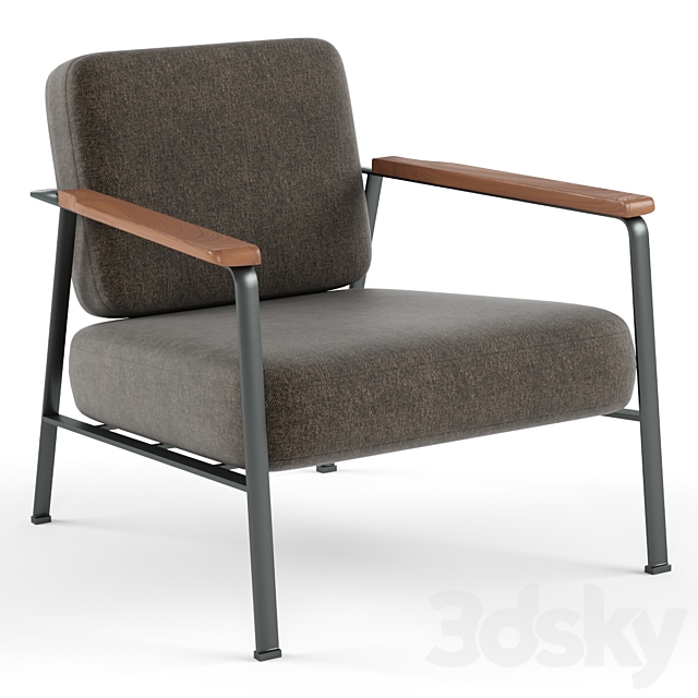 Chair | La redoute | Zetel in metaal en notelaar 3DSMax File - thumbnail 1