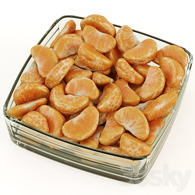 Tangerines peeled in a vase 3d
