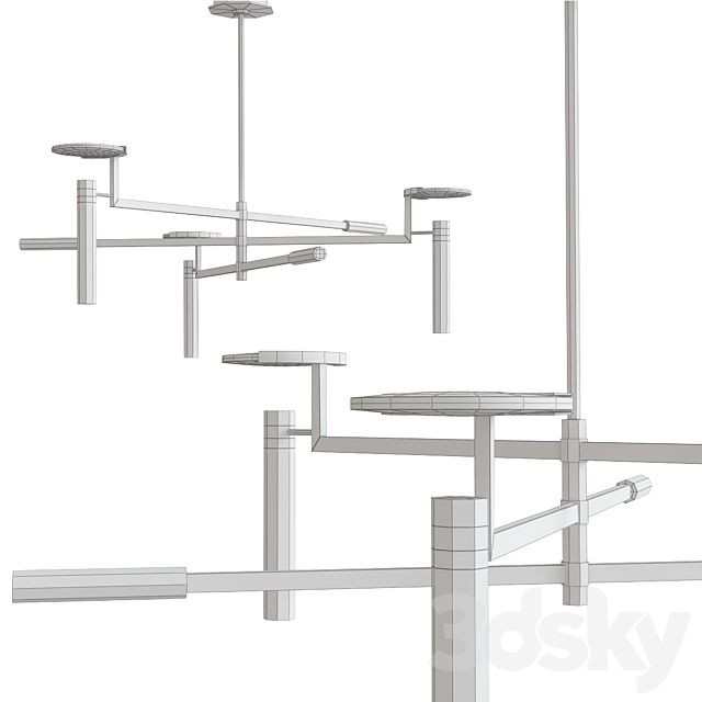 Melange Large Floating Disc Chandelier 3d
