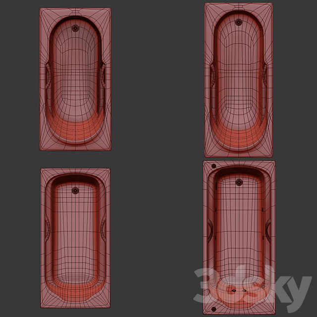 Toto Bathtub: Fby1530 Npnhp. Fby1720 Np. Pay1550 Php. Payk1750 Zlrhpe 3DSMax File - thumbnail 2