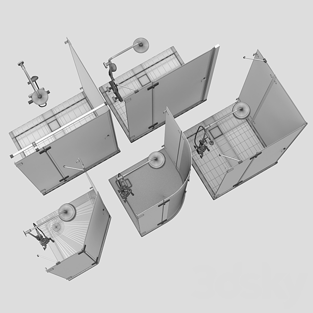 Shower enclosures and doors Radaway | Essenza gold 3DSMax File - thumbnail 5
