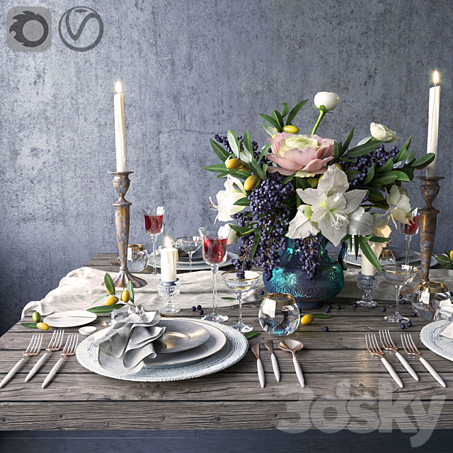 Boho style table setting 3dskyfree
