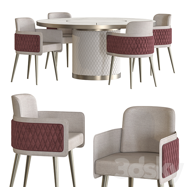 Amet Armchair and Signore Degli Anelli Steel Table by Reflex Dining Set 3DSMax File - thumbnail 1
