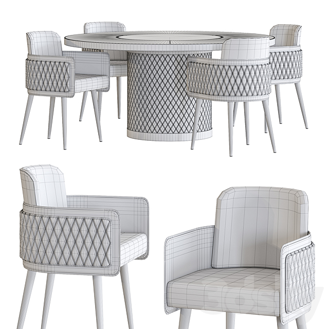Amet Armchair and Signore Degli Anelli Steel Table by Reflex Dining Set 3DSMax File - thumbnail 2