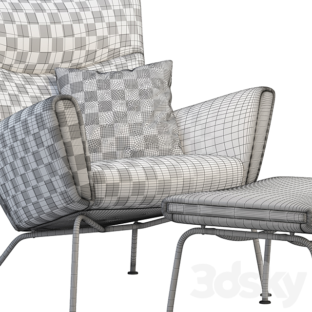 CH445 Wing Chair and ottoman 3DSMax File - thumbnail 5