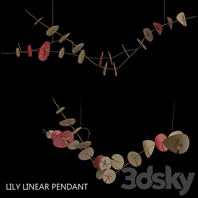 Lily Linear Pendant 3d