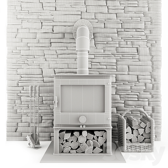 Fireplace and accessories 3DSMax File - thumbnail 2