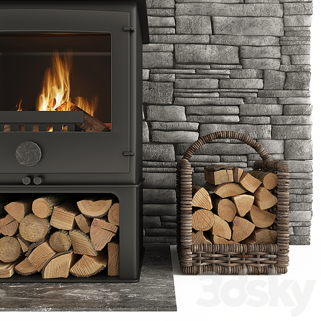 Fireplace and accessories 3dsky