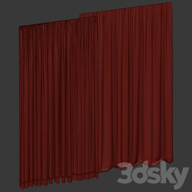 Brown curtains in three colors with tulle. 3DSMax File - thumbnail 4