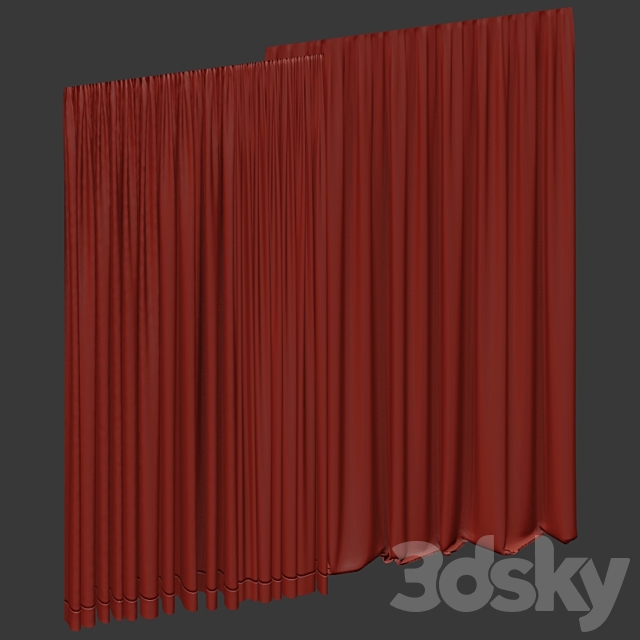 Brown curtains in three colors with tulle. 3DSMax File - thumbnail 5